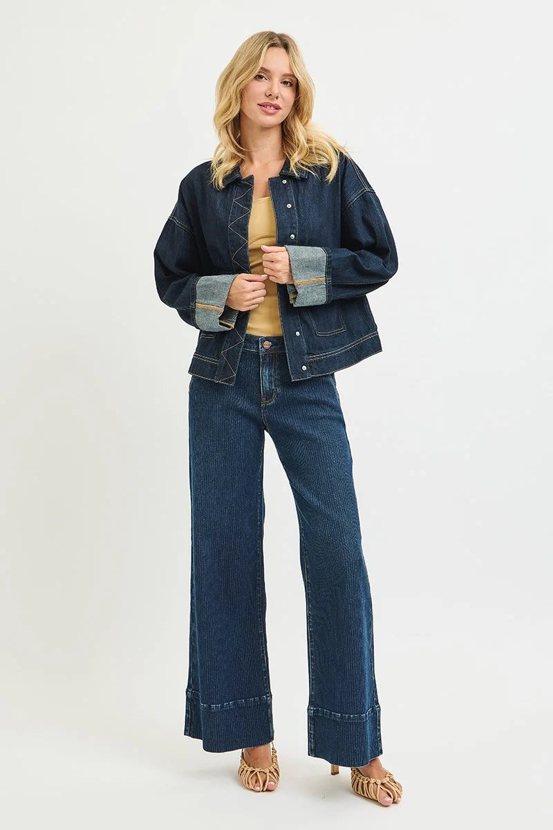 Mary Mid Rise Wide Leg Hem Jeans by Risen