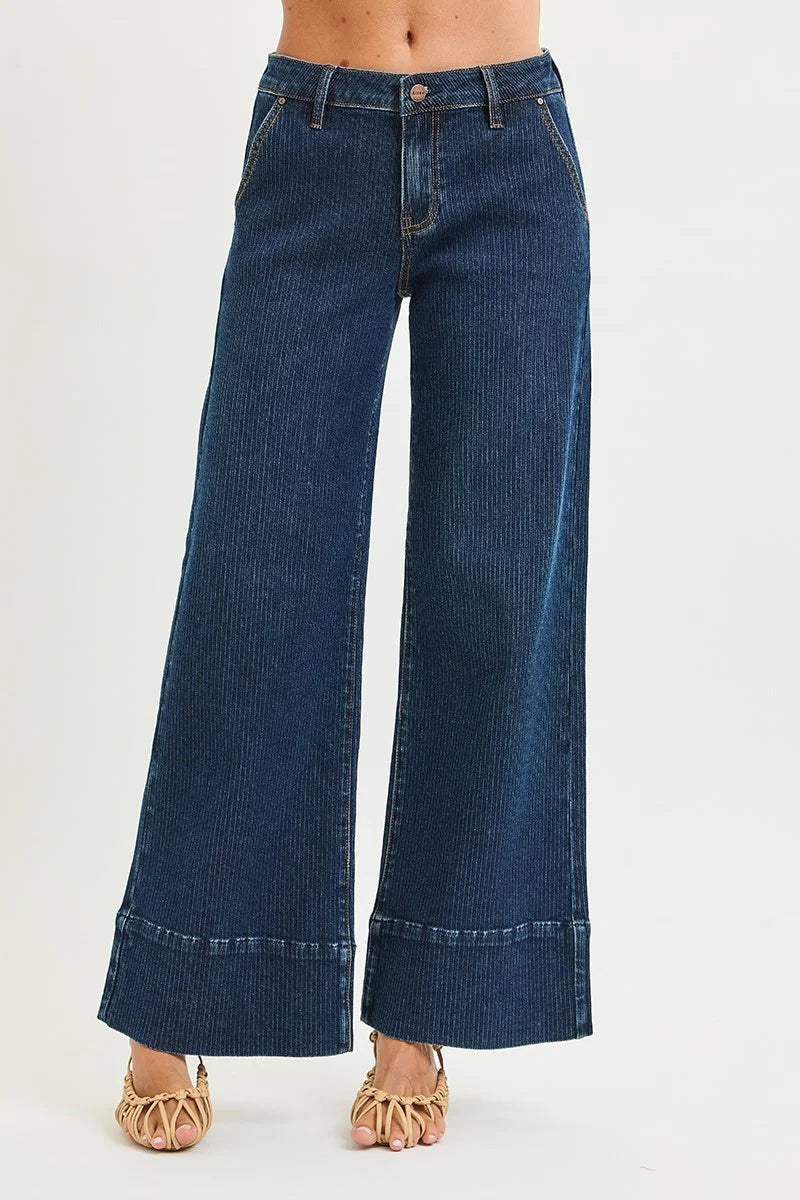Mary Mid Rise Wide Leg Hem Jeans by Risen