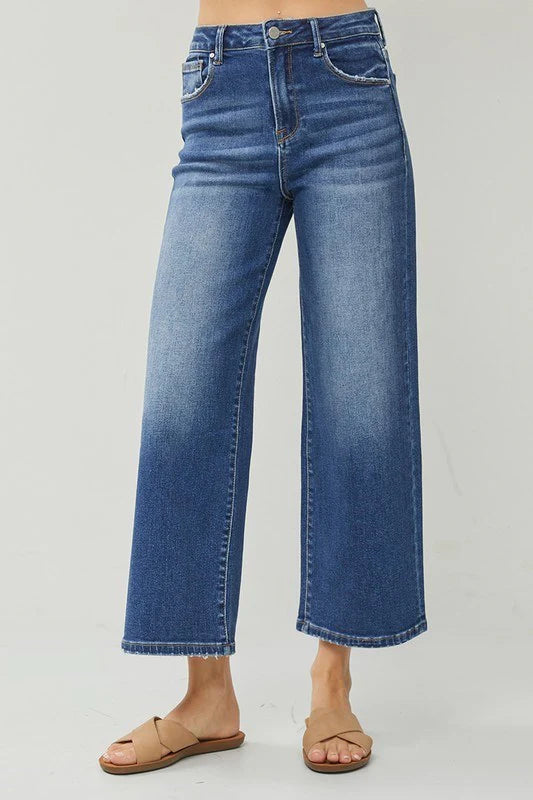 Tara High Rise Crop Wide Jeans by Risen