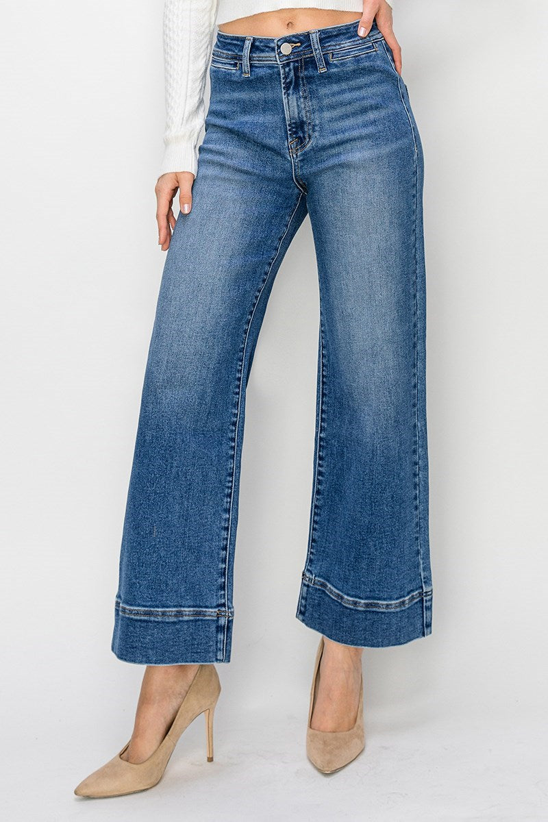 Gwen High Rise Crop Wide Leg Jeans by Risen