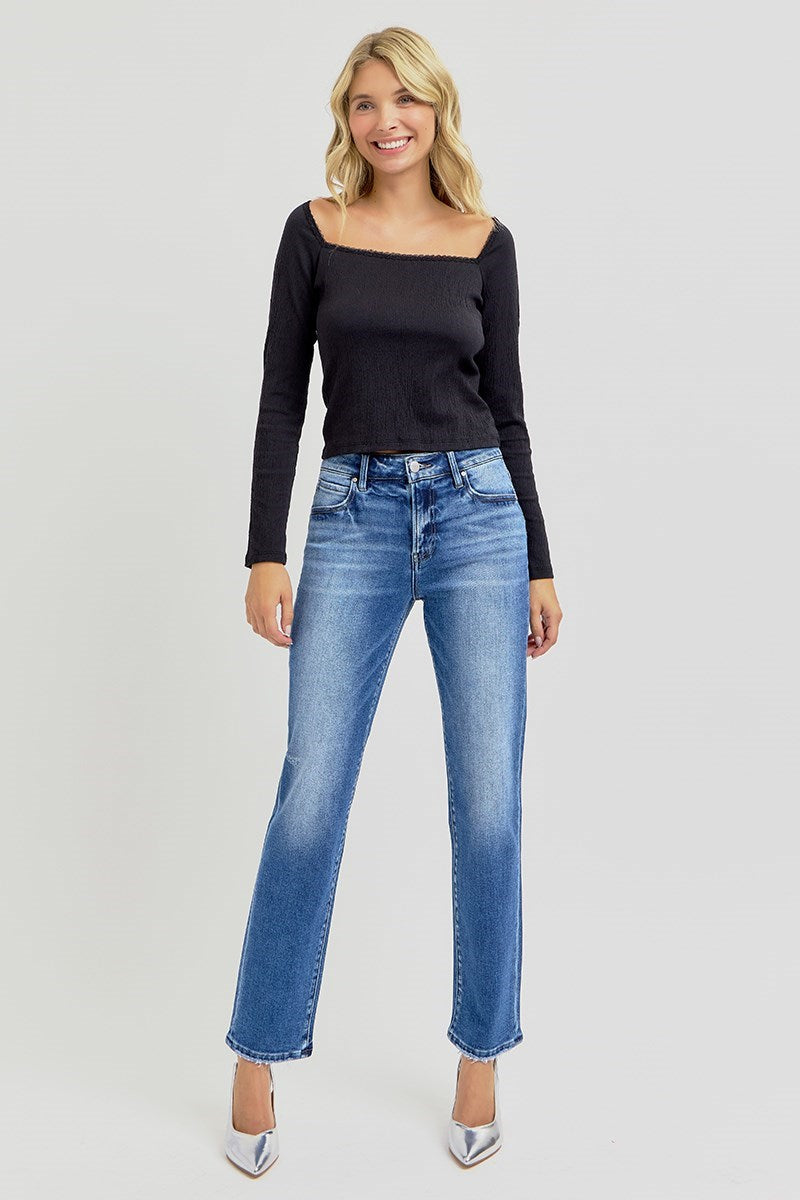 Payton Mid Rise Ankle Tapered Jeans by Risen