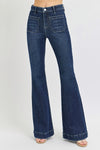 Lorainne Straight Leg Button Fly Stretch Jean in Dark Grey