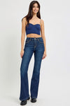 Brittany Dark Wash Tummy Control High Rise Flare Jeans by Risen