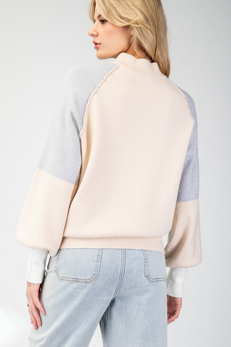 Shanna Colorblock Mock Neck Sweater Top