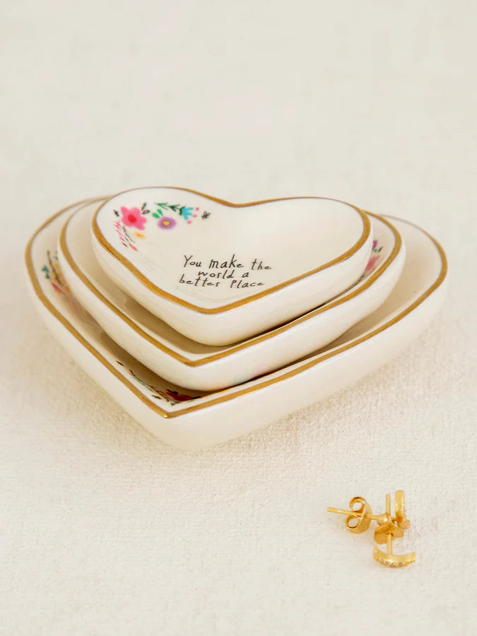 Nesting Heart Trinket Dishes Set of 3 by Natural Life