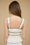 Jessie Contrast Trim Ruched Bow Detail Tank Top in White
