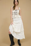 Jessie Contrast Trim Ruched Bow Detail Tank Top in White
