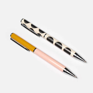Pale Pink & Mono Spot Set of 2 Boxed Pens by Caroline Gardner