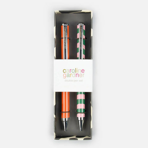 Pale Pink and Olive Color Block Boxed Pen Set by Caroline Gardner