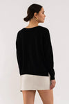 Sierra Lana Extended Shoulder Sweater in Black