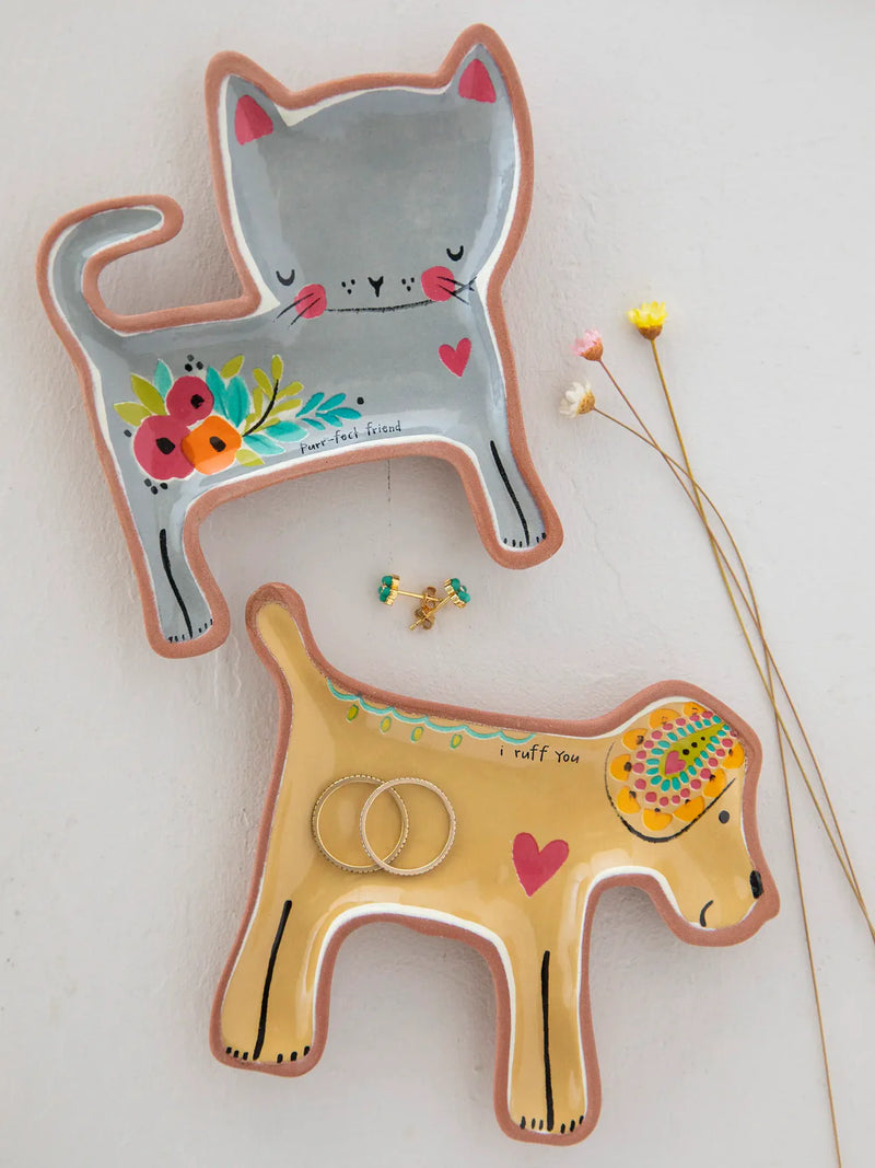 Terracotta Trinket Dish With Cat or Dog by Natural Life