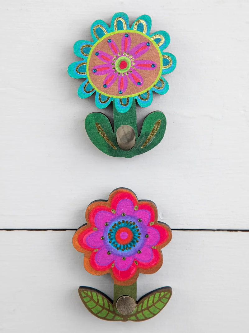 Wooden Flower Wall Hooks Set of 2 by Natural Life