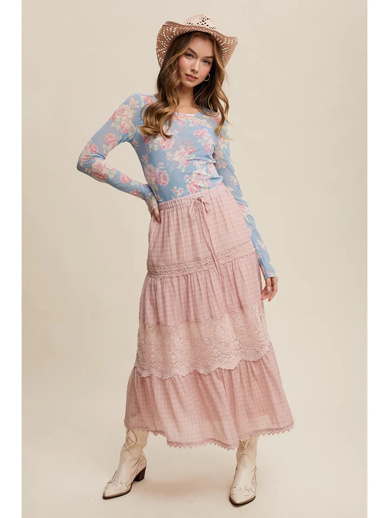 Sarah Floral Mesh Long Sleeve Layering Top by Listicle