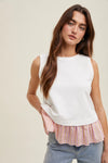 Betsy Tie Front Contrast Sheer Long Sleeve Blouse