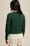 Embroidered Floral Knit Cardigan in Green