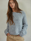 Pattie Pointelle Knit Sweater With Floral Embroidery in Electric Blue