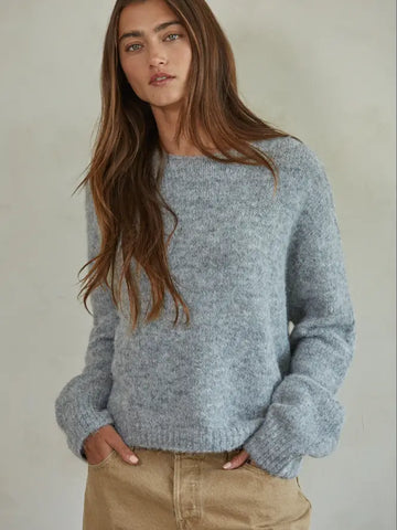 Colleen Crew Neck Knit Top in White