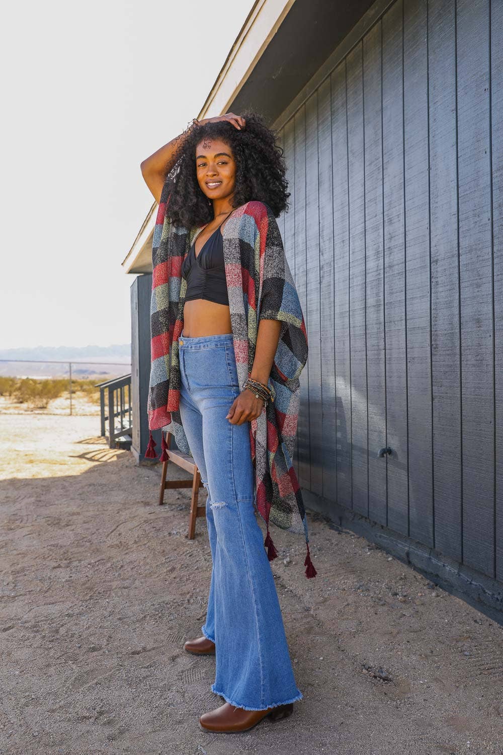 Lumberjack Kimono in Red/Blue/Black