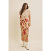 Satin Bias Cut Maxi Skirt in Taupe Floral