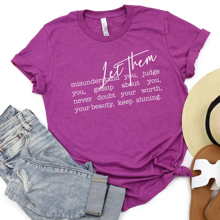 Let Them Graphic T-Shirt in Heather Magenta