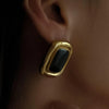 Petra 18K Gold Non-Tarnish Classic Square Stone Earrings