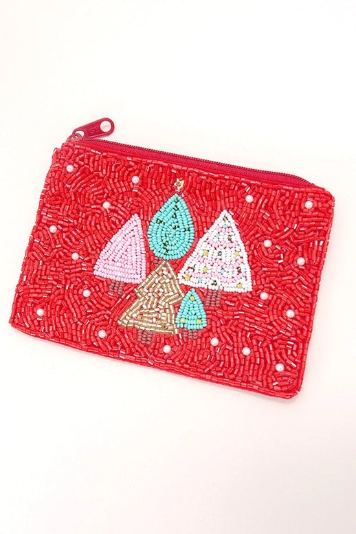 Christmas Holiday Seed Bead Coin Purses