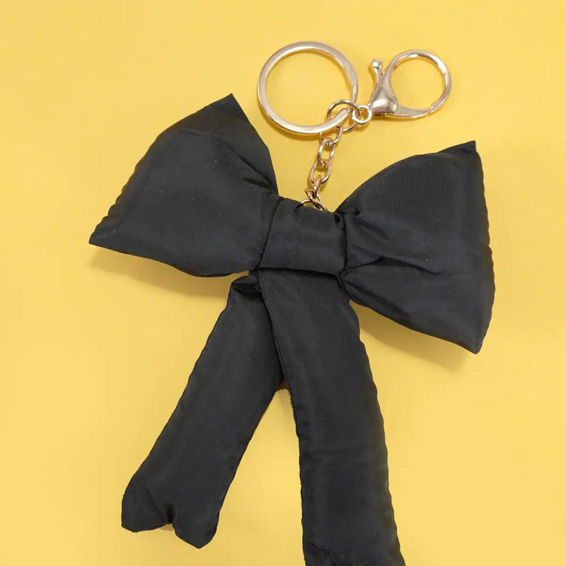 Puffy Bow Ribbon Bag Charm Keychain in Various Colors