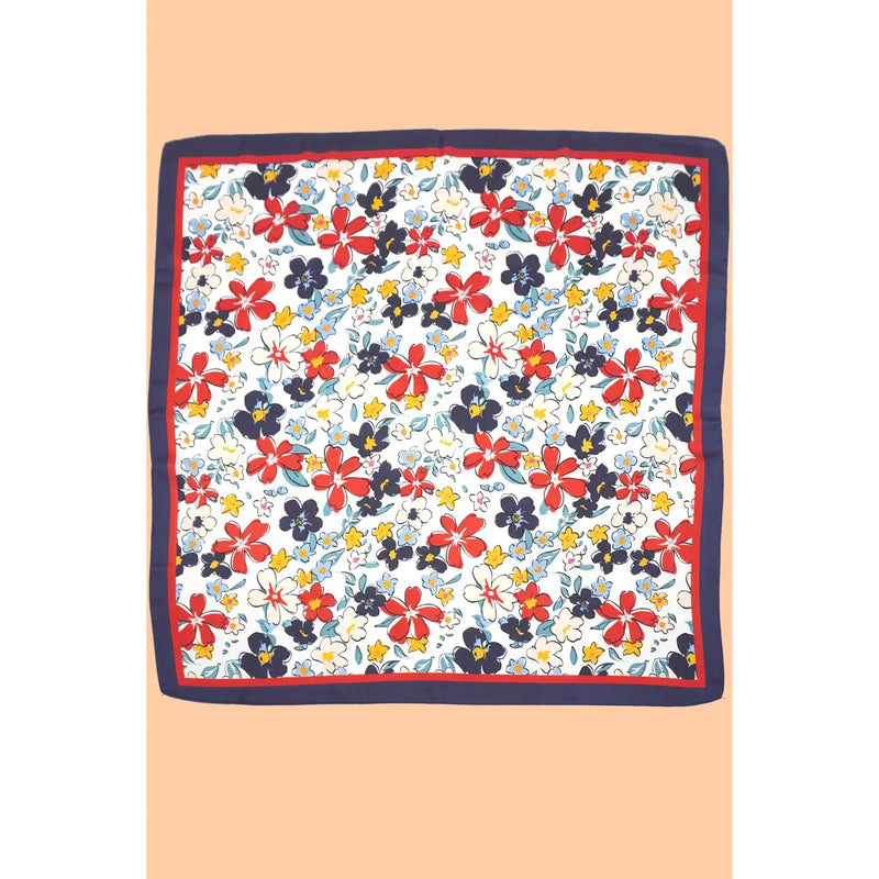 Navy Floral Print Bandana Scarf