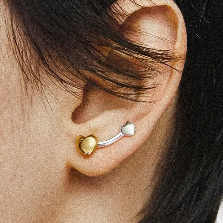 Corinne 18K Two Tone Heart Stud Earring
