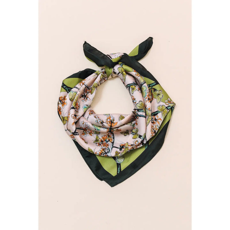 Branches and Flowers Silky Bandana Scarf