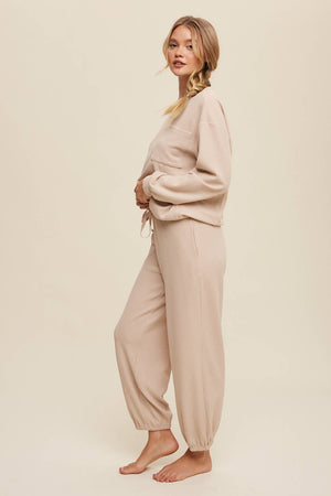 Waffle Knit Long Sleeve Lounge Set