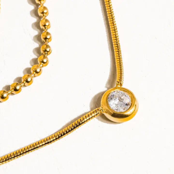 Paulette 18K Tri-layer CZ Chain Necklace