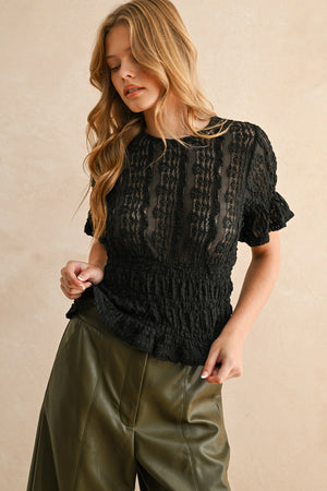 Tessa Short Sleeve Lace Blouse by Miou Muse