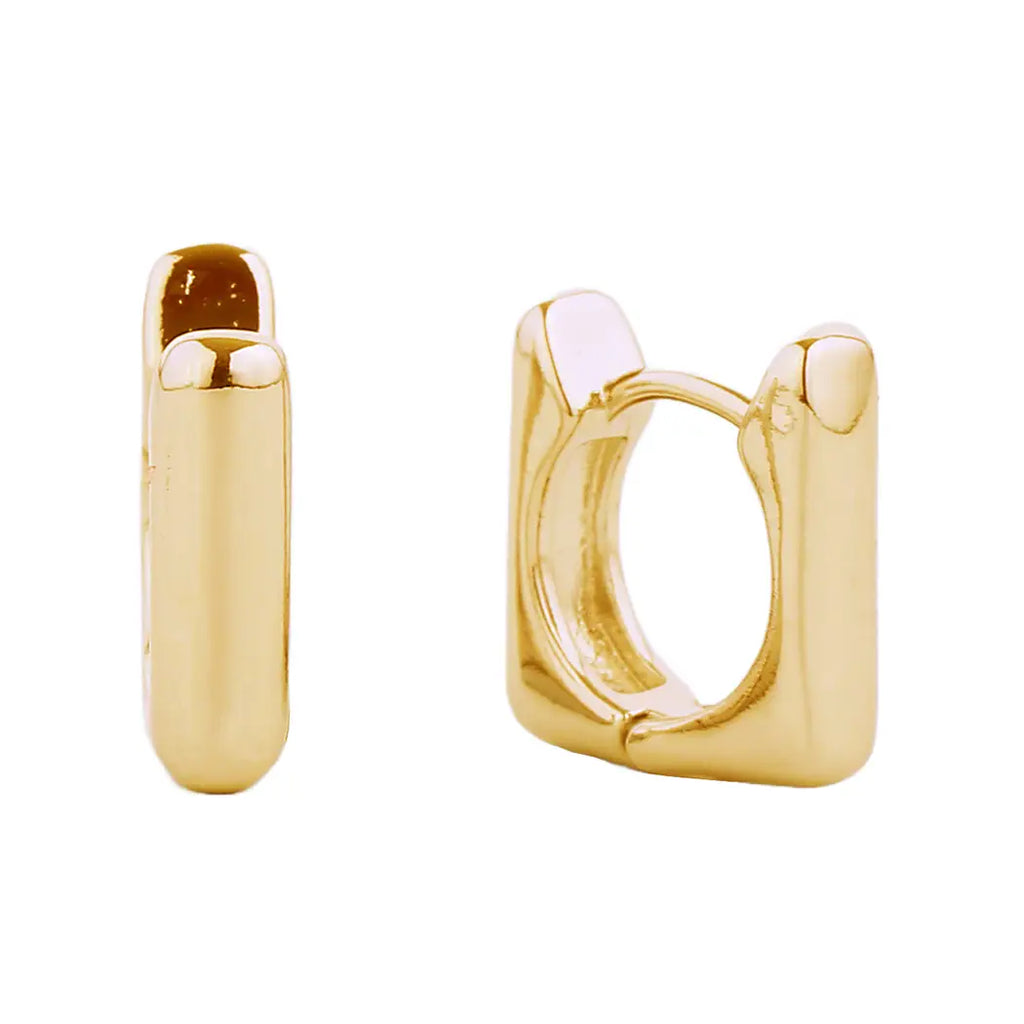 14k Gold Dipped Rectangular Hoops