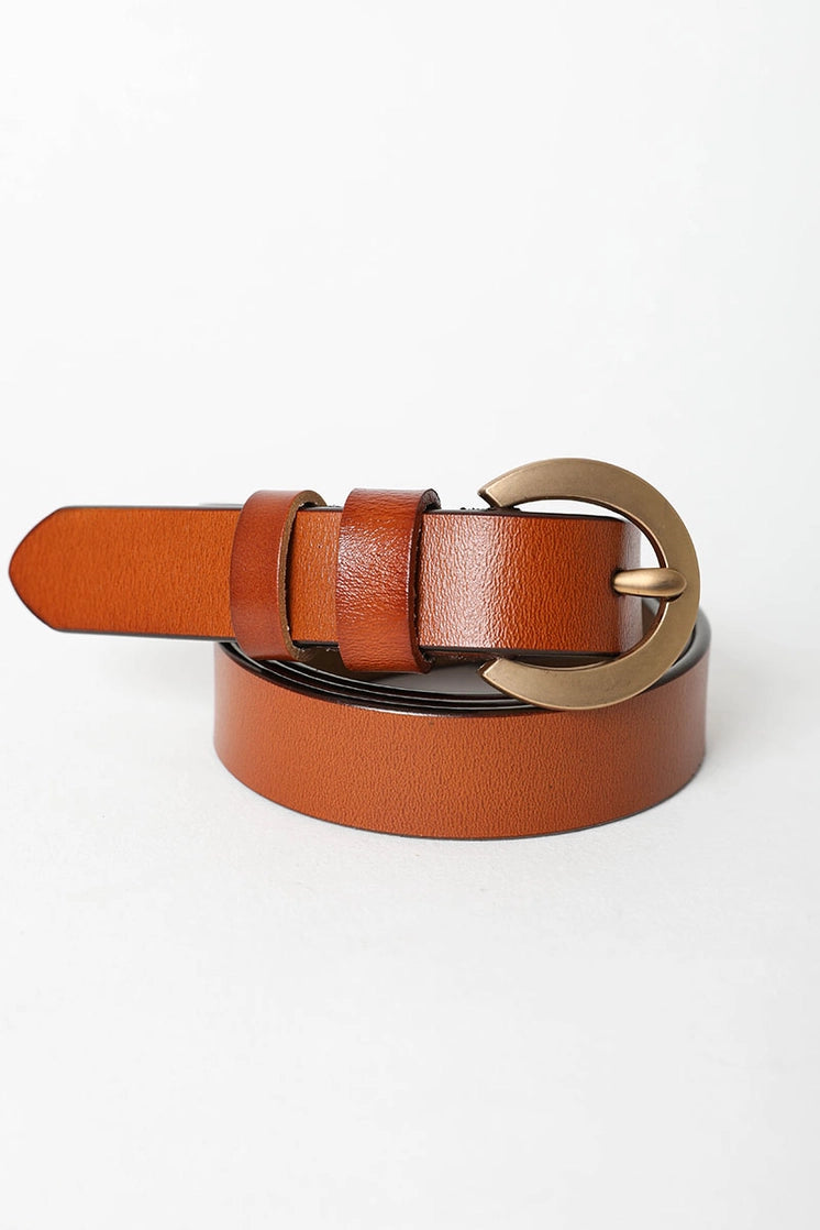 Gold Curved Buckle Waist Belt In 3 Colors