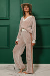 Hazel Two Tone Ribbed Collared Sweater and Pant Set