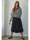 By Together Bubble Hem A-Line Midi Skirt in Black