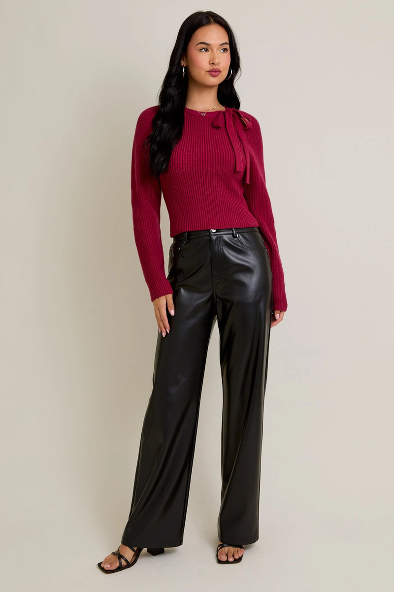 Bow Detail Berry Sweater