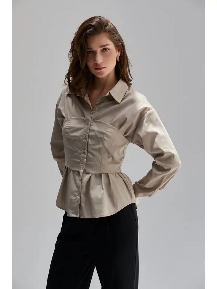 Bailey Button Up Top With Corset by Crescent