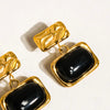 Cuvee 18K Gold Black Square Dangle Earring