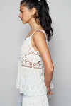 Olivia V-Neck Crochet White Top by POL