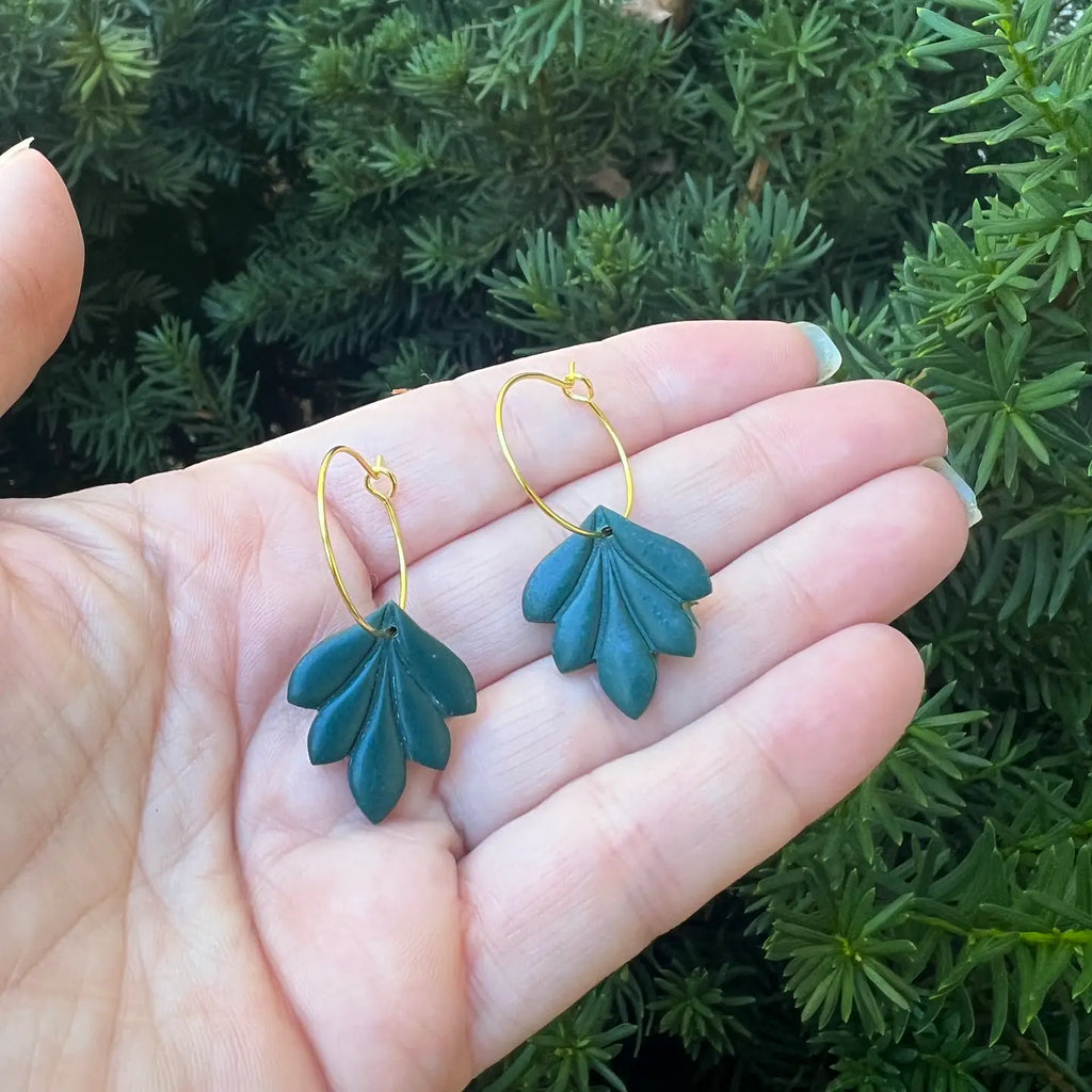 Evergreen Clay Flourish Hoop Earrings