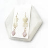 Gold Vine Pink Gem Metal Stone Earrings - Handmade