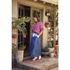 Andrea Mineral Washed Cotton Cable Knit Sweater Cardigan in Fuchsia