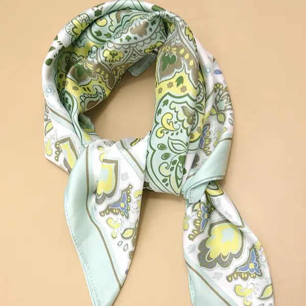 Paisley Mint Silky Bandana Scarf