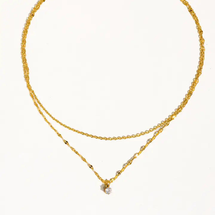 Cerise 18K Stone Stacked Necklace