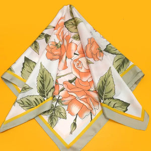 Large Peach Rose Print Bandana Scarf