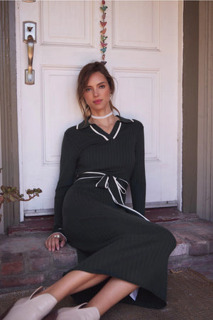 Emmy Bodycon Maxi Dress With Belt in Emerald Green