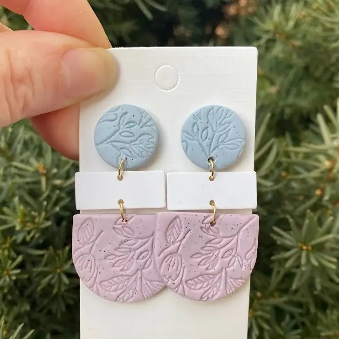 Pastel Stacked Embosses Clay Acrylic Earrings