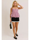 Shayla Shoulder Tie Bubble Hem Top in Red-White Gingham